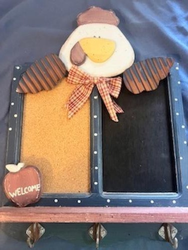 Country Chicken Chalkboard & Corkboard Combo with Hooks