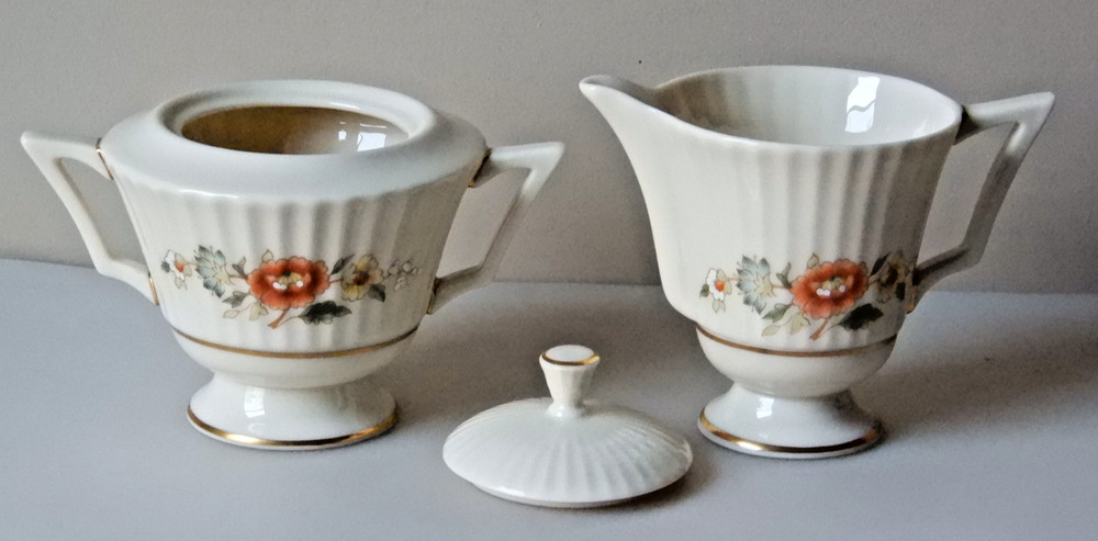 Lenox Temple Blossom Creamer & Covered Sugar Set MINT - UNUSED