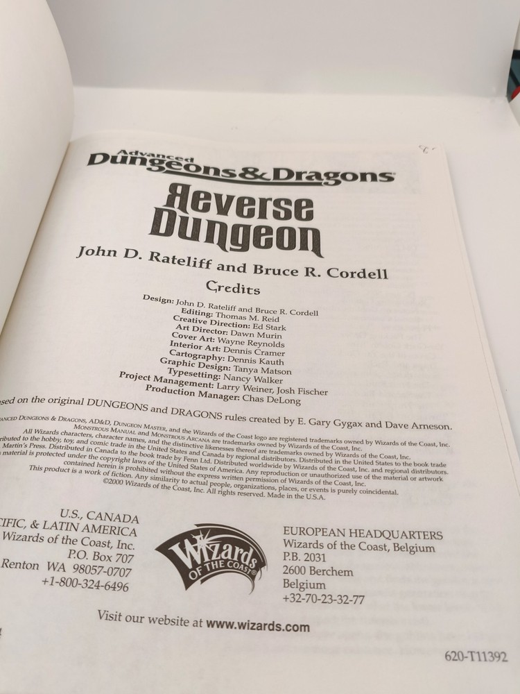 Reverse Dungeon 11392 Advanced Dungeons & Dragons TSR