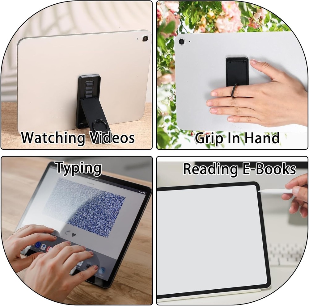 Universal Tablet Stand Adjustable Ring Holder Black Tablet Kickstand Adhesive
