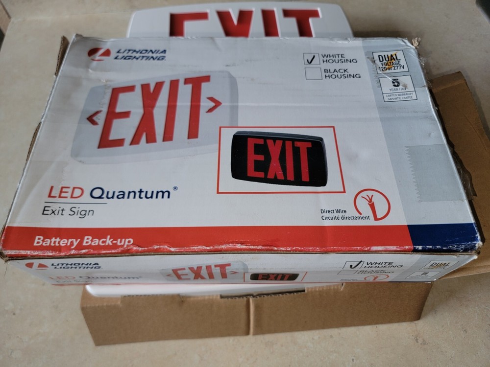 Exit Sign Lithonia Emergency Led Lighting Quantum Thermoplastic With Red Letters
