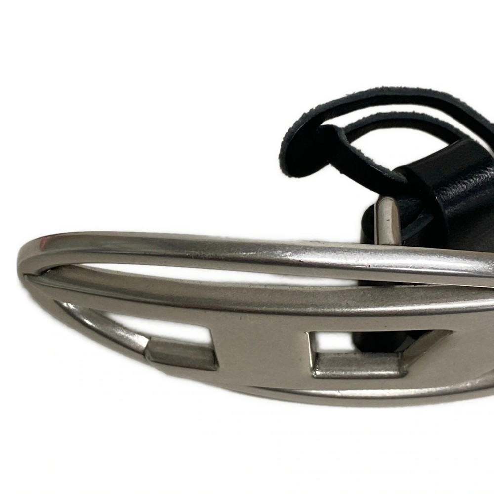 DIESEL Black Silver Leather Hardware Belt