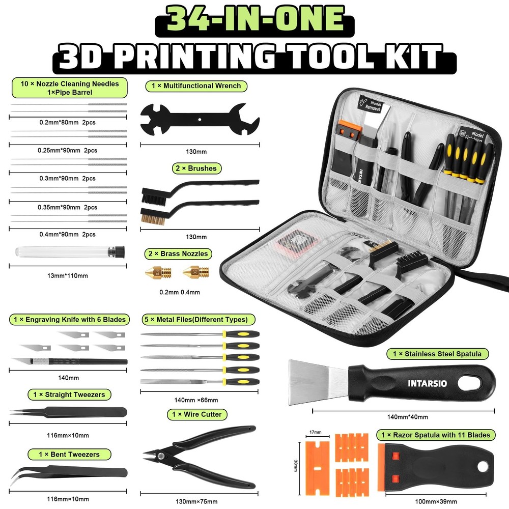 3D Printer Tools Kit, 34pcs 3D Printer Accessories for All FDM/SLA Printers I...