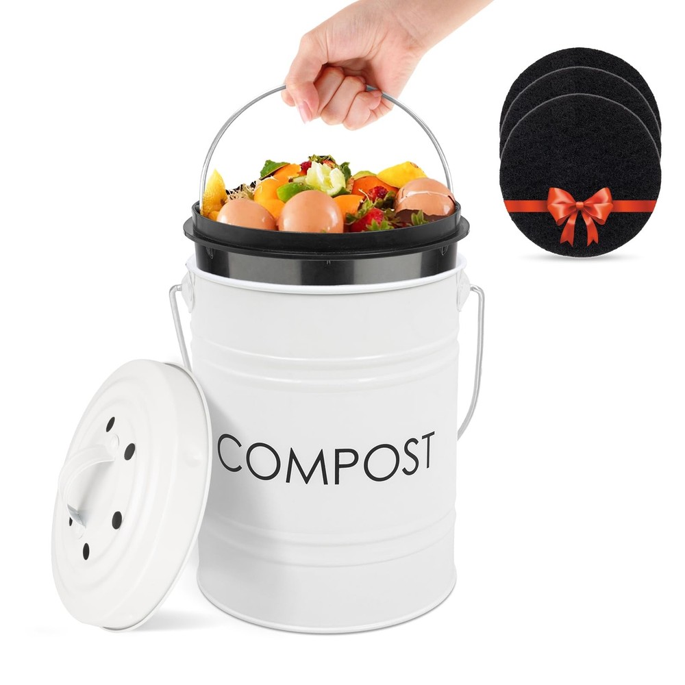 Compost Bin Kitchen Countertop Compost Bin with lid – Small Compost Bin Includes