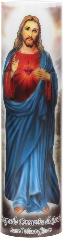 Jesus Flameless LED Devotional Prayer Candle with Automatic Timer Unique Decor