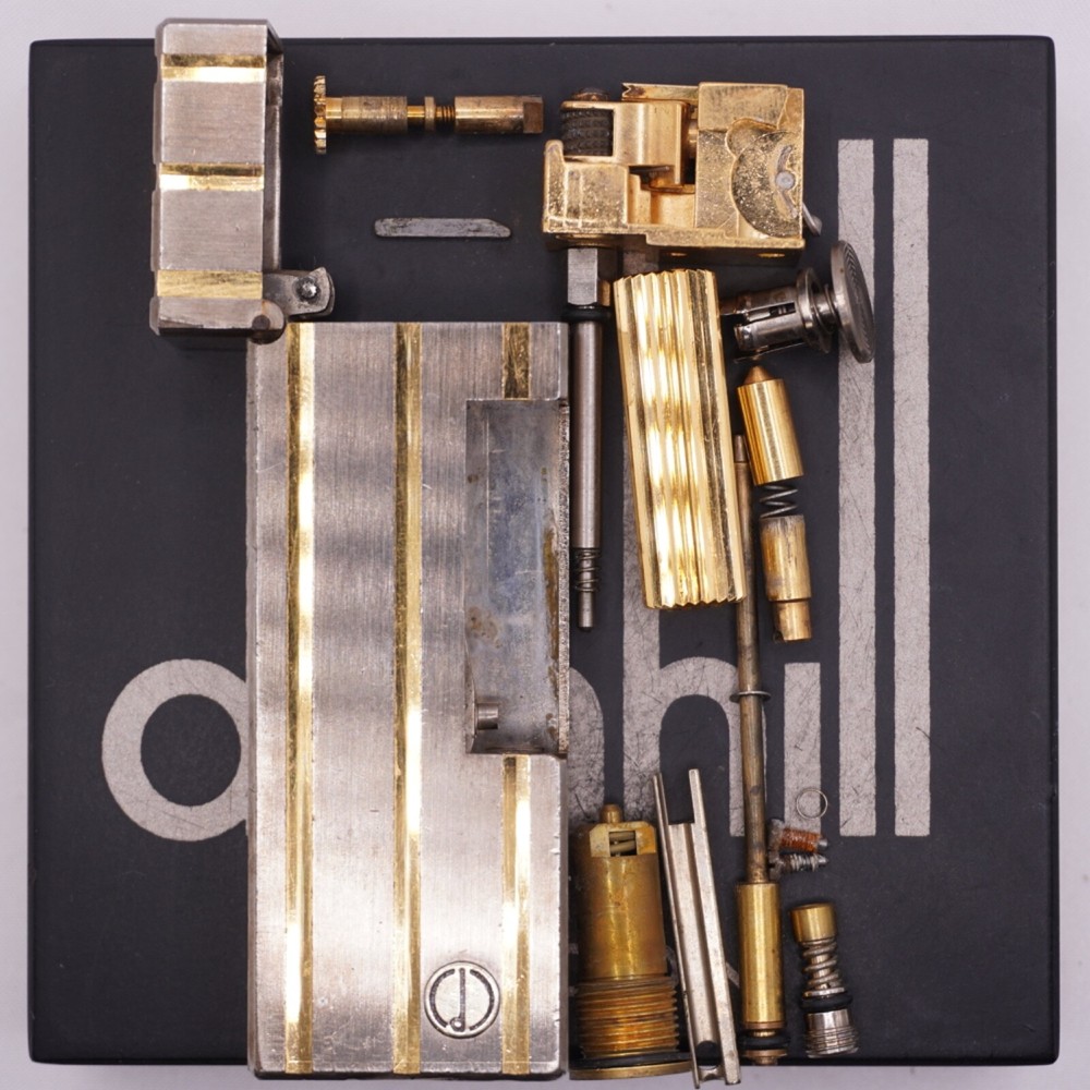 Dunhill Silver Rollagas Lighter Threes Gold Line_Ultrasonically cleaned_WORKING