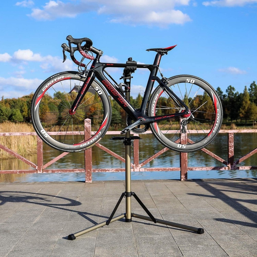 Super Steady Triangle-Based Bike Workstand - Adjustable Height & Rotatable Clamp