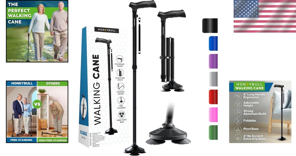 Heavy-Duty Foldable Walking Stick for All Ages - Perfect Support for Mobility