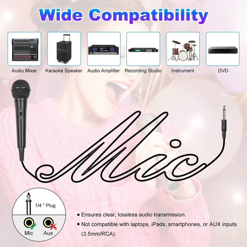 Handheld Wired Microphone Cardioid Dynamic Vocal Mic Live Performance Microphone