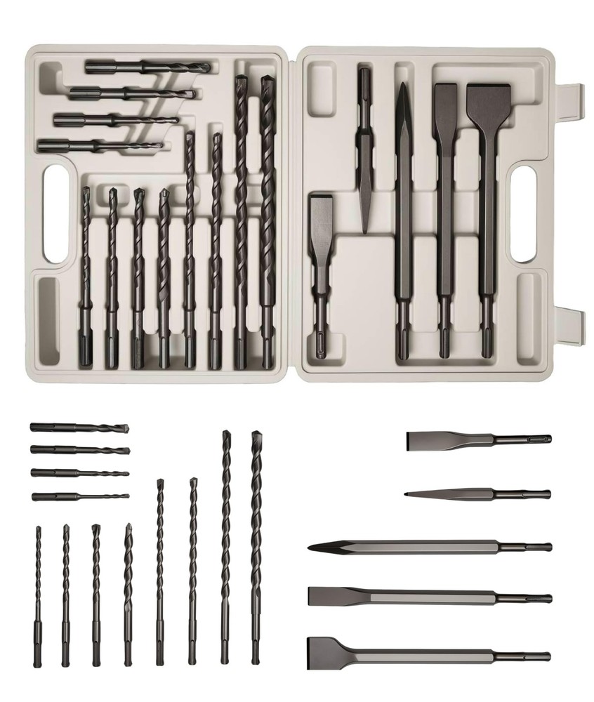 Rotary Hammer Drill Bits Set with Chisels-Masonry Drill Bit Set,SDS Plus 17PCS C