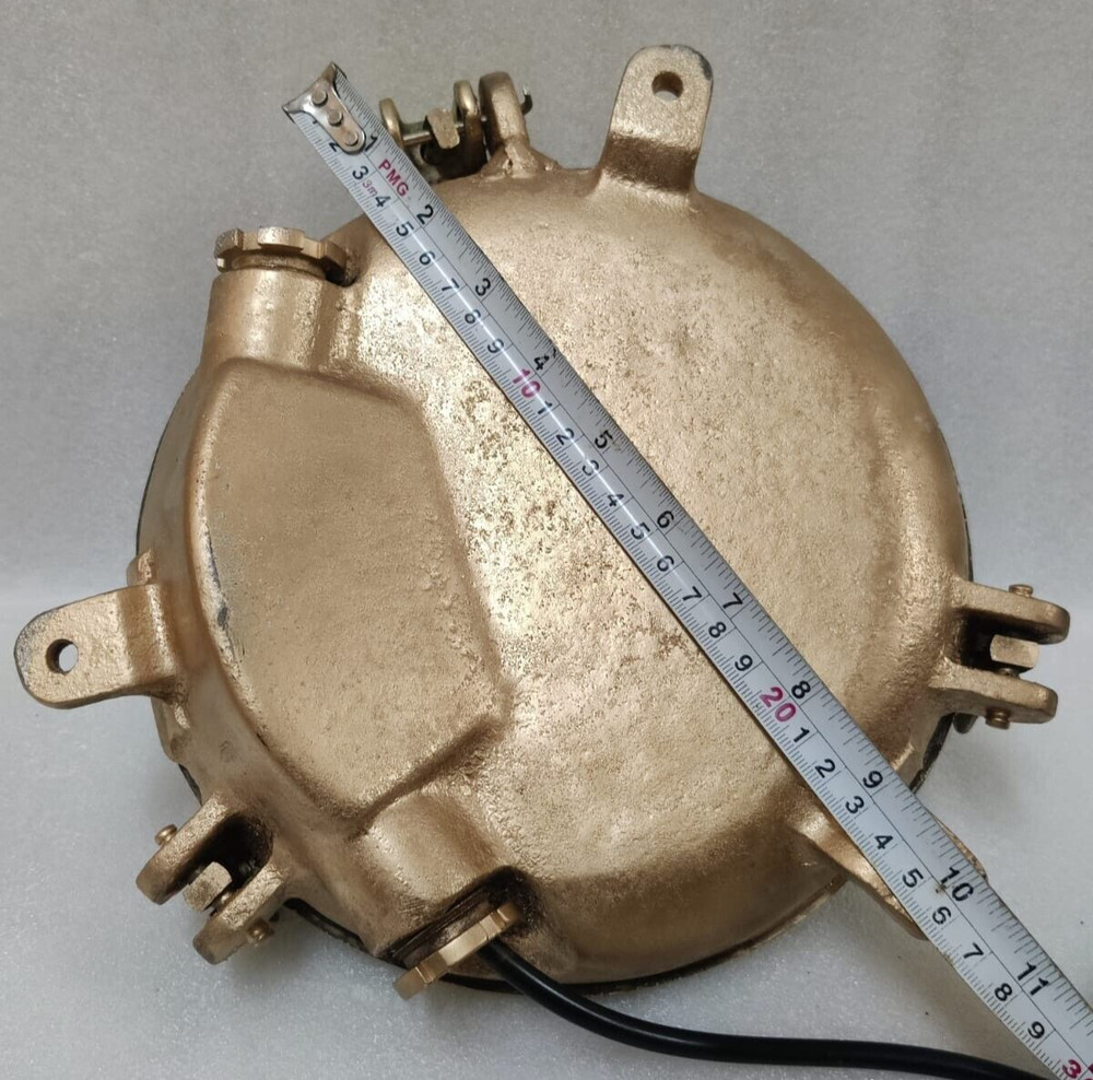 Vintage original Brass Cage&Iron Base Bulkhead passageway Light 2PC.