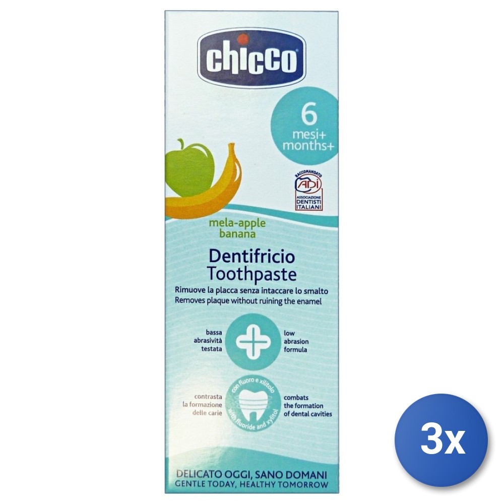 3X Chicco Toothpaste Apple Banana 50 Ml
