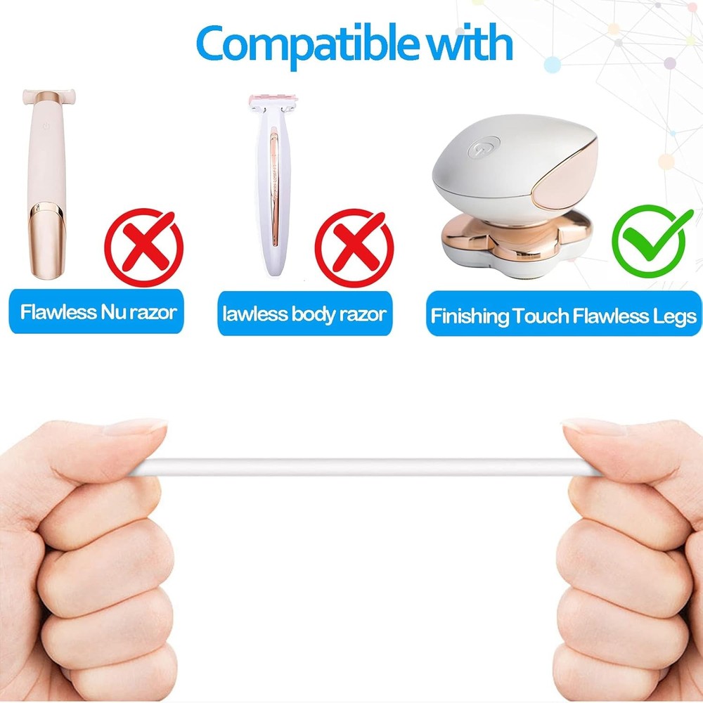 Charging Cable Replacement for Flawless Legs Shaver, 2 Pack Power Cord...