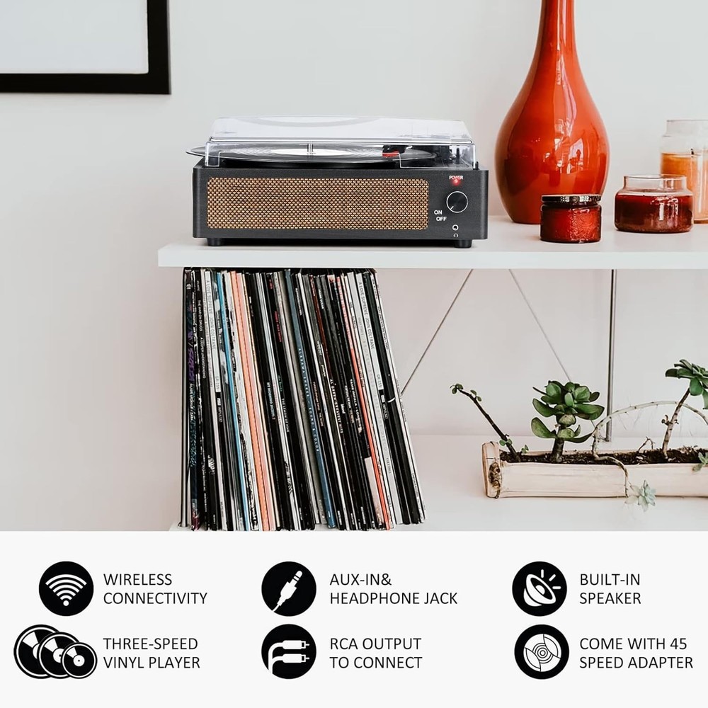 Bluetooth Turntable with Built-in Speakers