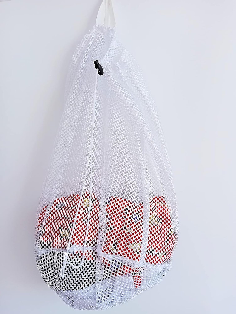 Small Commercial Mesh Laundry Bag with Handle and Drawstring for Dormitory,