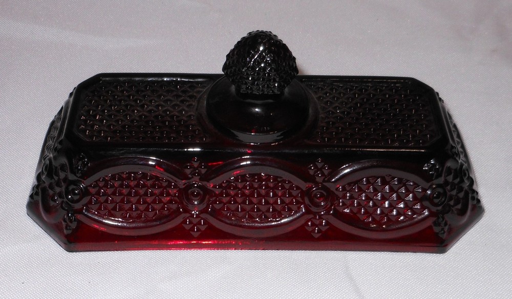 Avon Ruby Red 1876 Cape Cod Covered Butter Dish LID ONLY 6.25" Long Very Good
