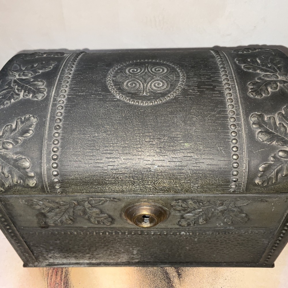 Locking Metal Hand Hammered Small Trunk / Cigar Humidor Antique