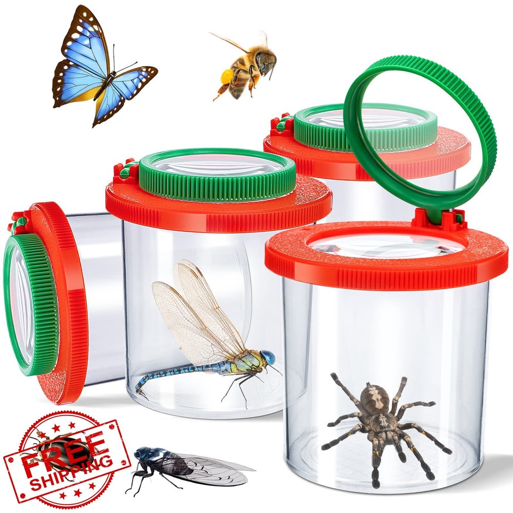 Bug Viewer for Kids 4PCS Insect Box Magnifier Critter Container Backyard Expl...