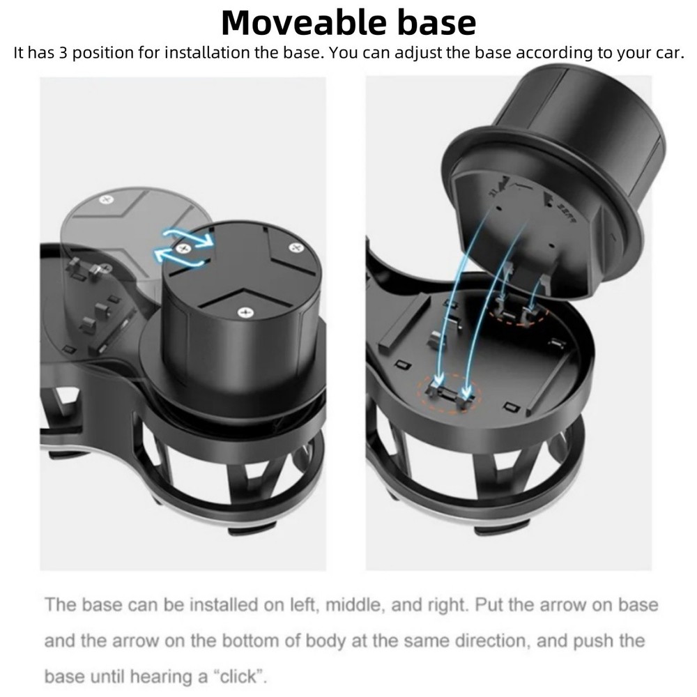 2x Car Cup Water Bottle Holder Insert Adapter Extender Expandable Removable Base