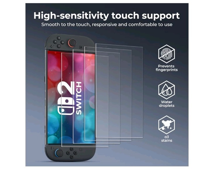 HEYSTOP 4 Pack Switch 2 Screen Protector for Nintendo Switch-NEW IN ORIG BOX