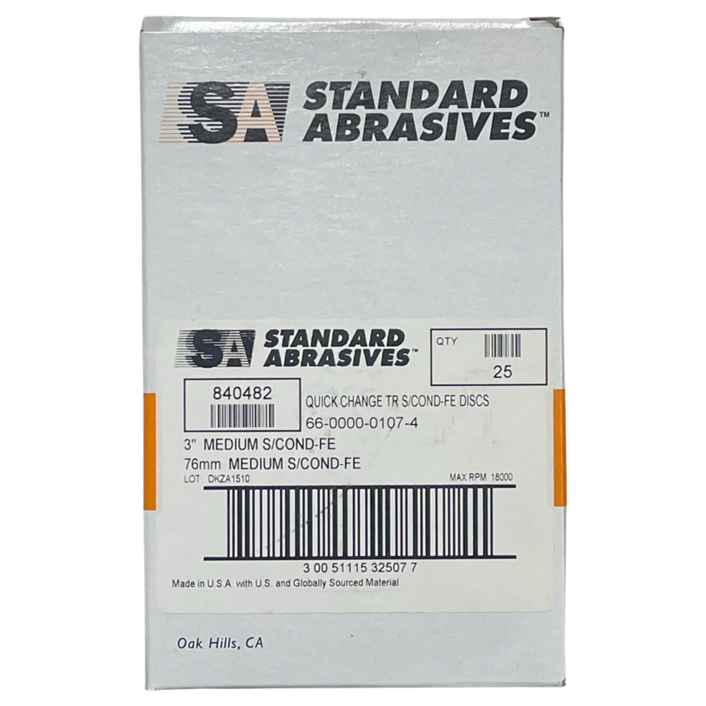 Standard Abrasives 3" Roloc Surface Conditioning Discs A/O Medium Grade 25 Pack