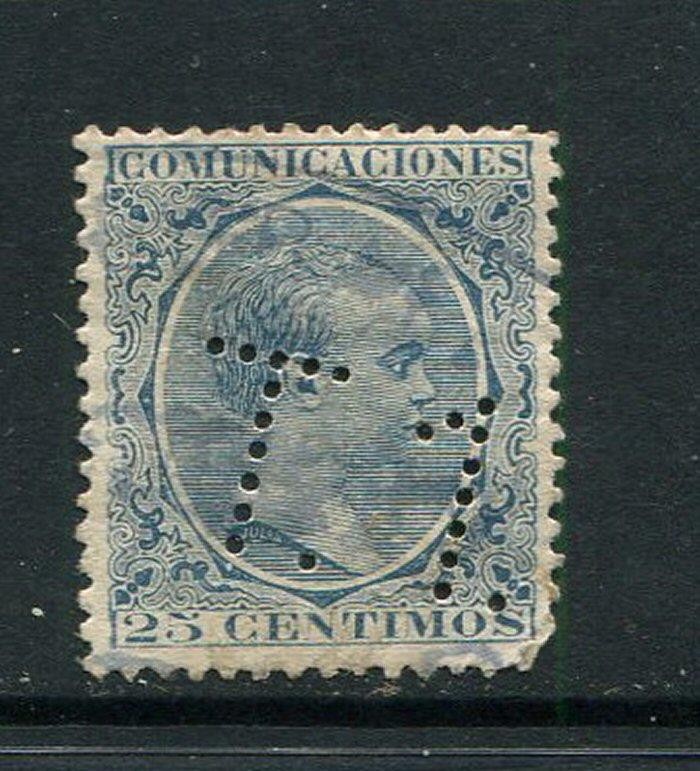 Spain #263 With T1 Perfin
