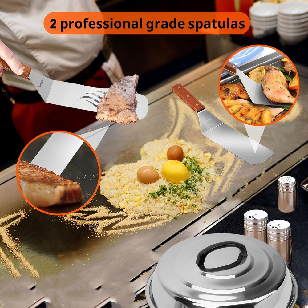 Onlyfire Griddle Accessories Kit, 9PCS Flat Top Grill 9pcs, silver