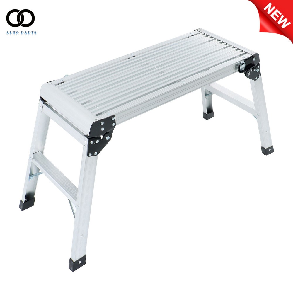 Work Platform Aluminum Step Ladder Foldable 330 Lbs Capacity Heavy Duty