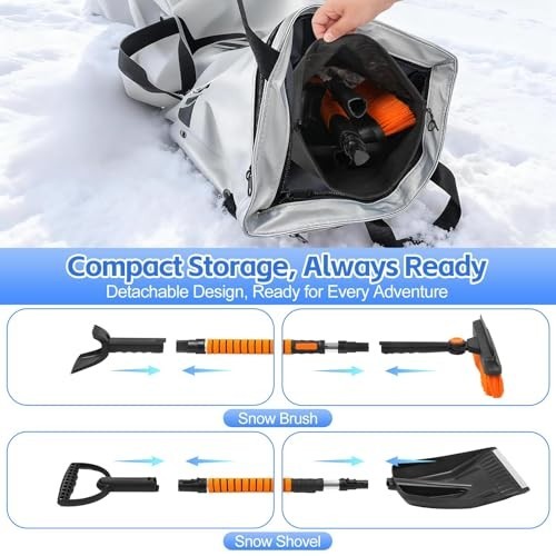 5-in-1 Ice Scraper & Snow Brush Kit, 41" Extendable Car Windshield Tool, Pivotin
