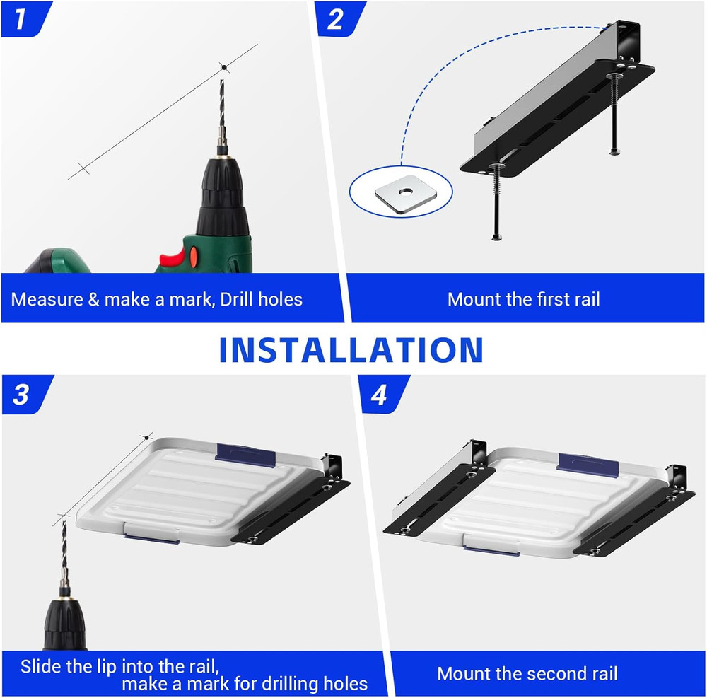 5 Pack Overhead Storage Rack, Ceiling Rack for Utility Bins Organization, Heavy