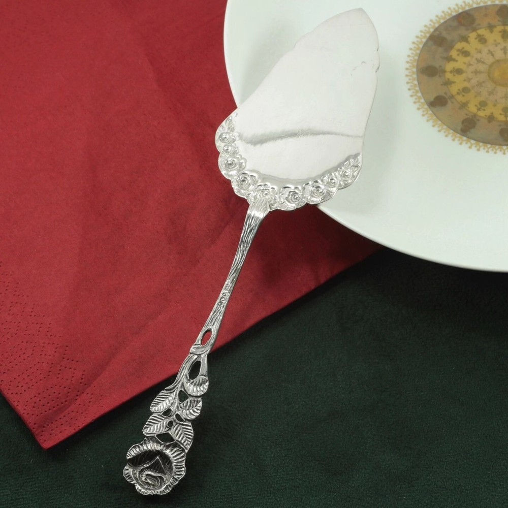 Antique Solid Sterling Silver 800 Cake Spatula Hildesheim Rose Germany 54.3 gr