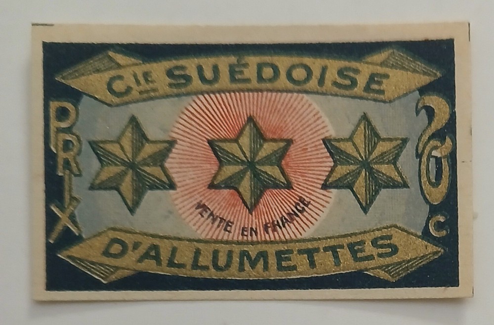 OLD MATCHBOX LABEL PRIX D'ALLUMETTES - Cie SUEDOISE