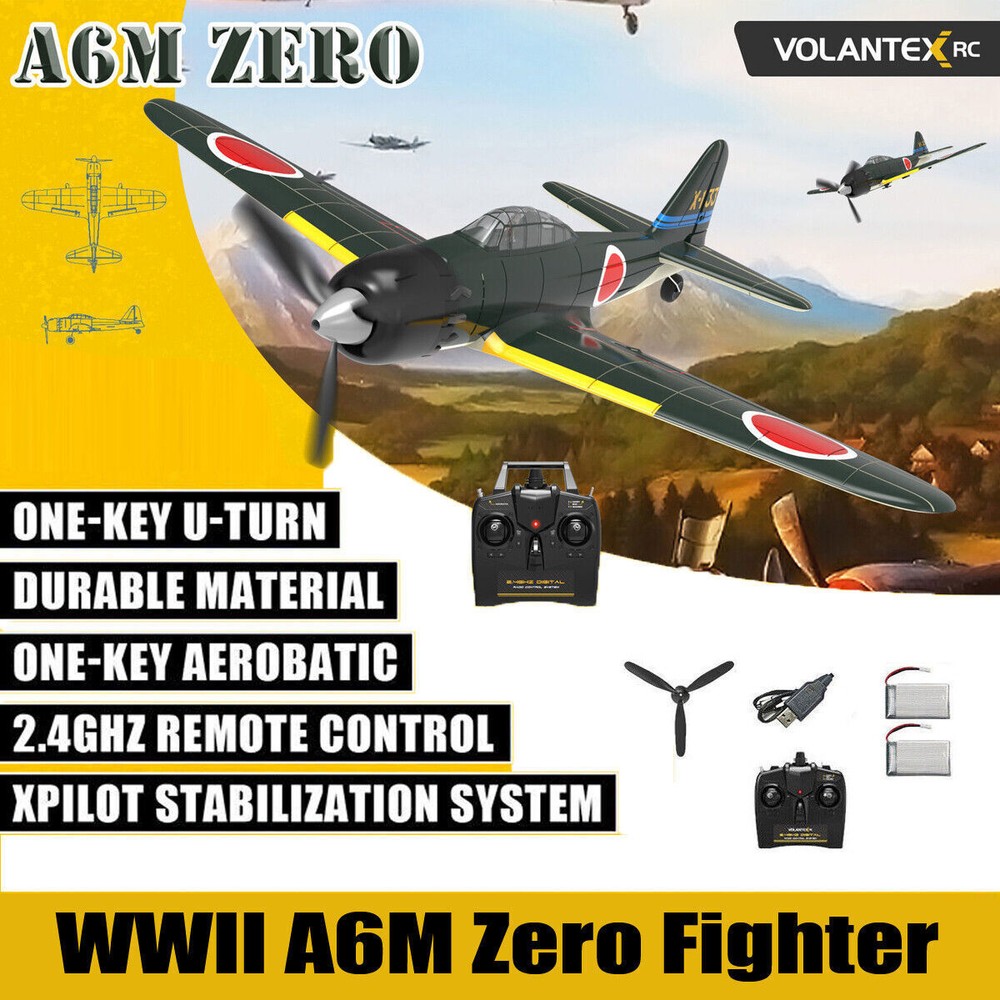 VOLANTEX 2.4G 4CH WWII A6M Zero Fighter Remote Control Aerobatic RTF RC Plane