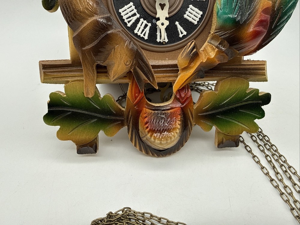 VTG German Cuckoo Clock Stag Deer Rabbit Hare Pheasant Bird - *Untested - AS IS*