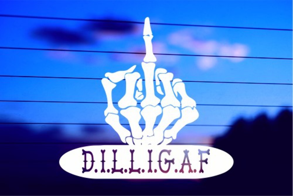 DILLIGAF Skull Vinyl Car Decal