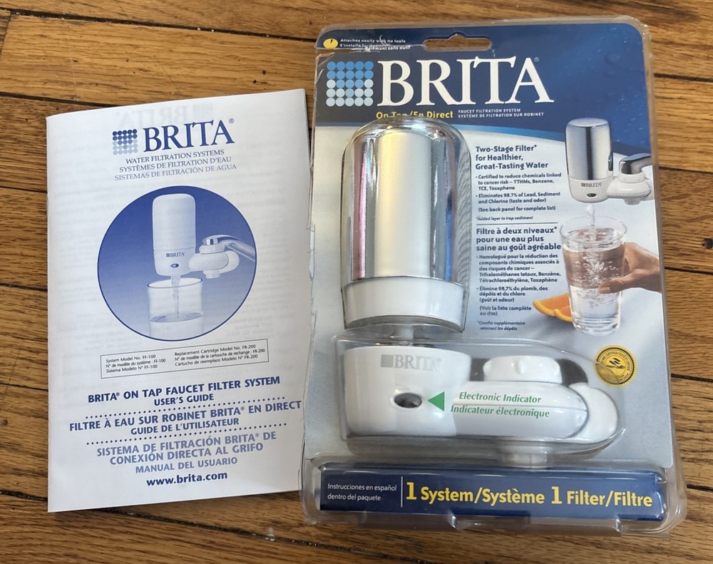 Brita FF-100 On Tap Faucet Mount Filtration System 2 Stage Filter New Open