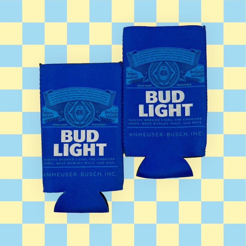 Bud Light Neoprene Tall Boy Beer Can Koozie (2) New