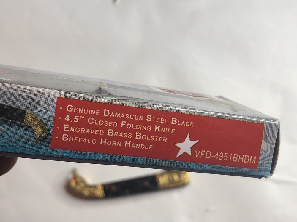 Valley Forge 4.5” CLSD Damascus Horn Handle