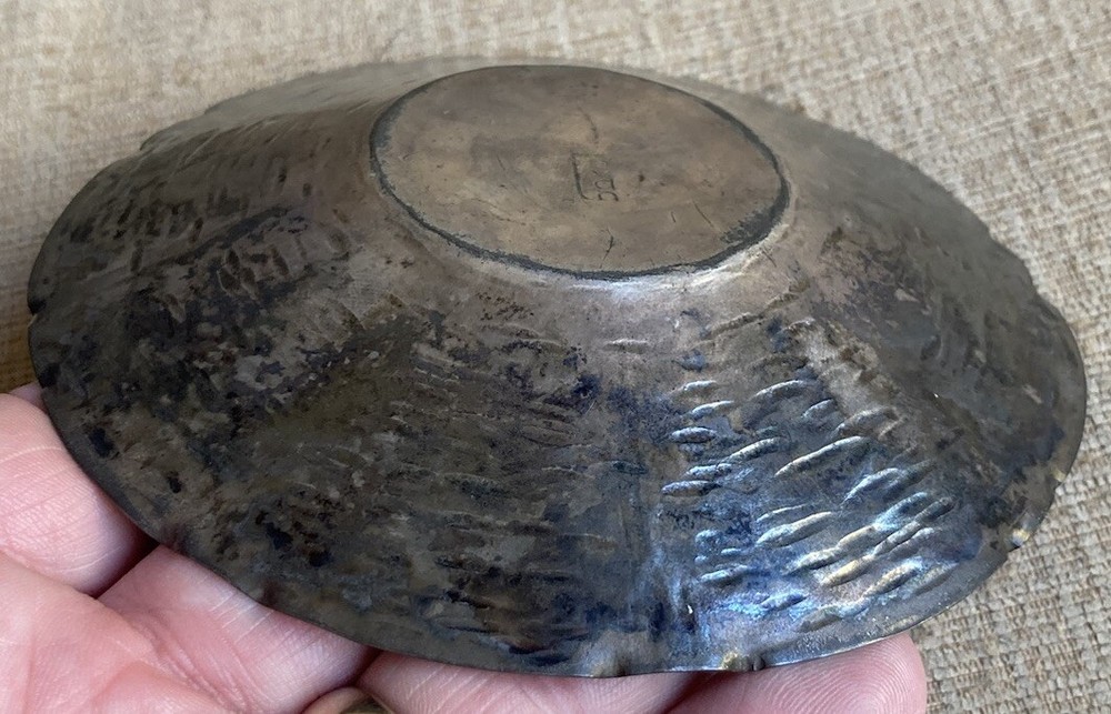 Vintage Margit Tevan Hungarian Silversmith Brutalist Silver Plate Dish Signed