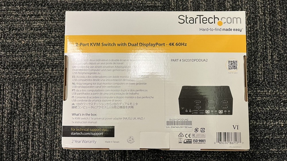 STARTECH.COM 2-Port KVM Switch With Dual DisplayPort - 4k 60Hz