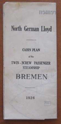 BREMEN (North German Lloyd) 1926 DECK PLAN