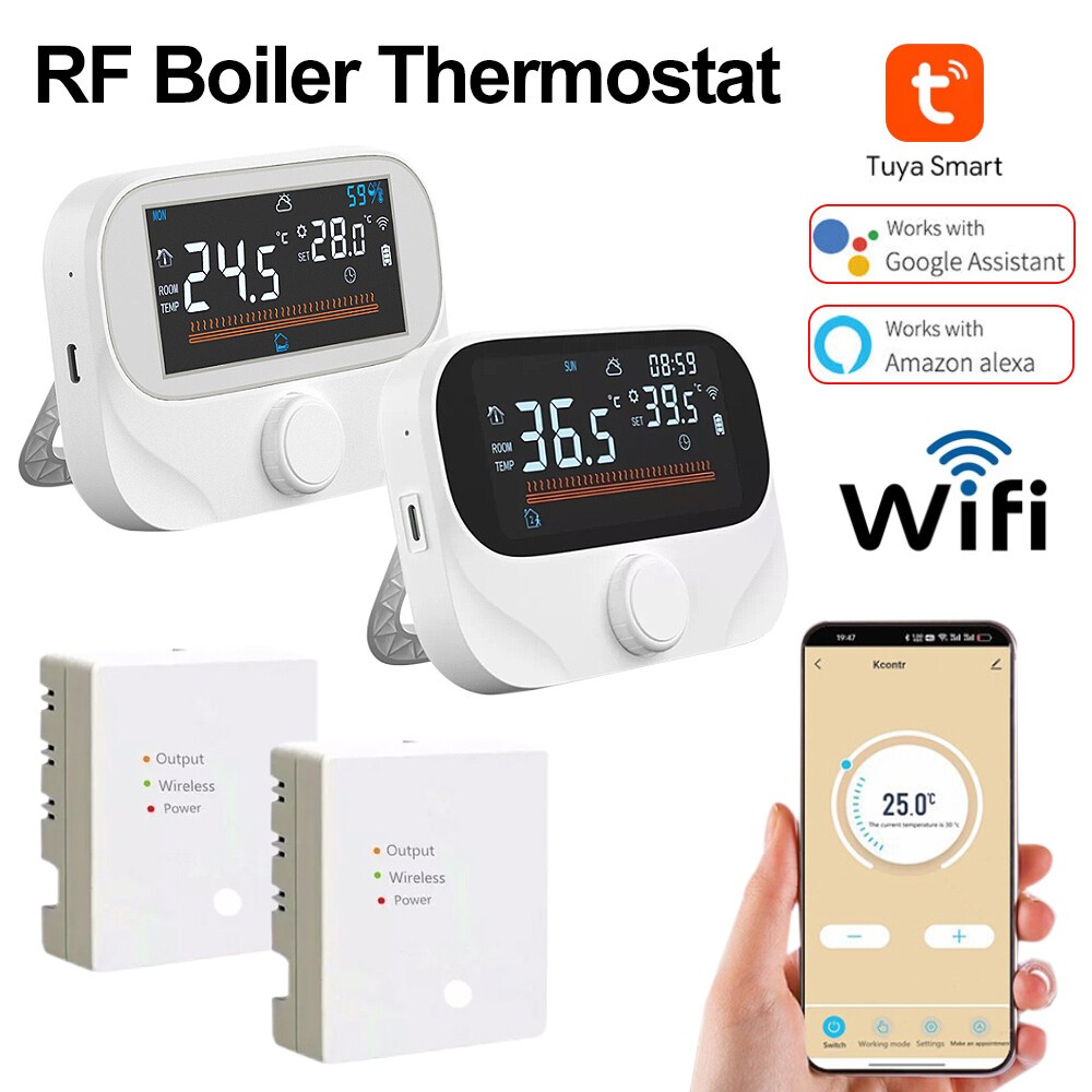 RF Wireless Thermostat Water Boiler Programmable Temperature Controller 433MHZ`