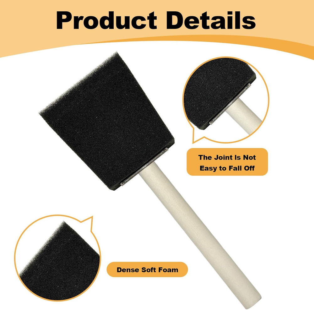 Foam Brush 25pcs with High Density Foam for Multi Project(1/2", 1", 2", 3")