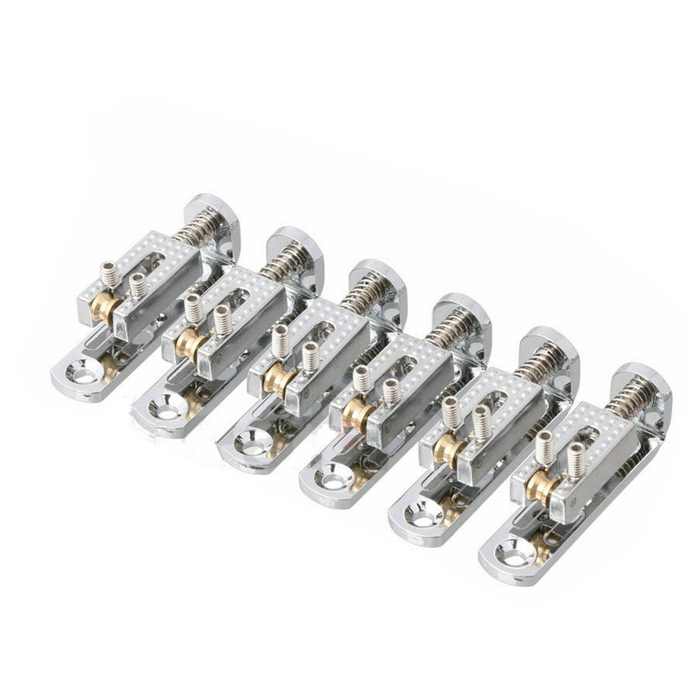 6pcs Single String Roller Saddle Guitar Bridge for cigar box banjo Silver B