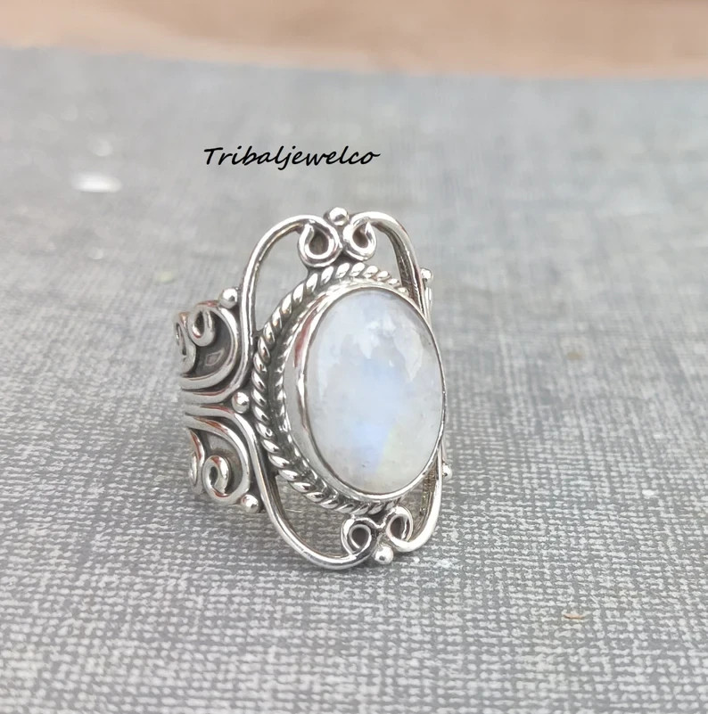Moonstone Ring925 Sterling Silver Band & Statement Ring Handmade  Ring All Size