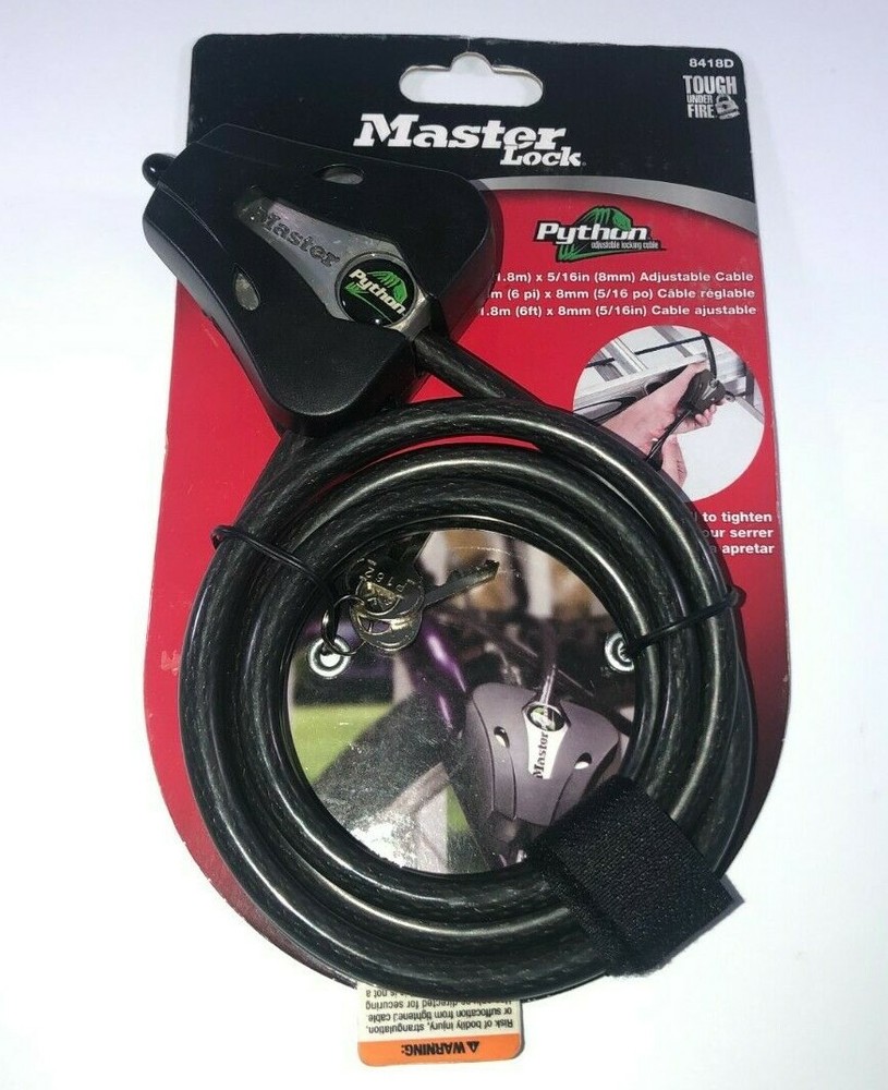 Master Lock Cable Lock, Python Adjustable Keyed Cable Lock, 6 ft. Long, Black,