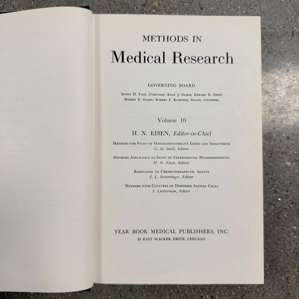 Methods in Medical Research Vol 10 B.M. Eisen Vintage Science Reference