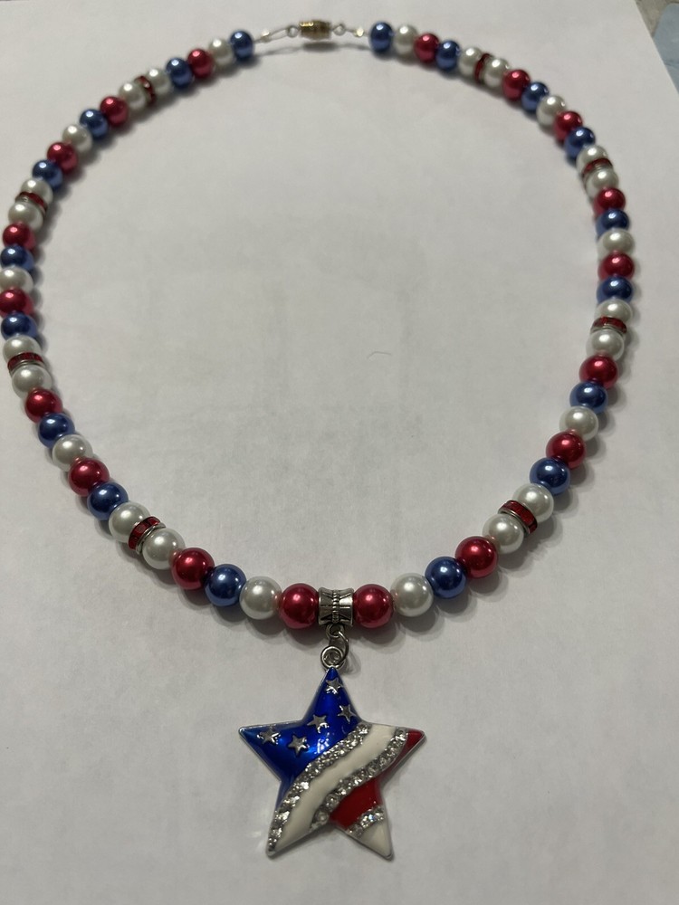 Red white and blue necklace