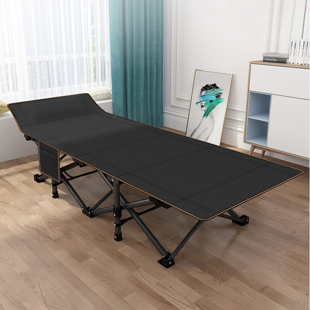 Folding Cot Camping Foldable Bed Sleeping Cot For Office Folding Bed Black Gray