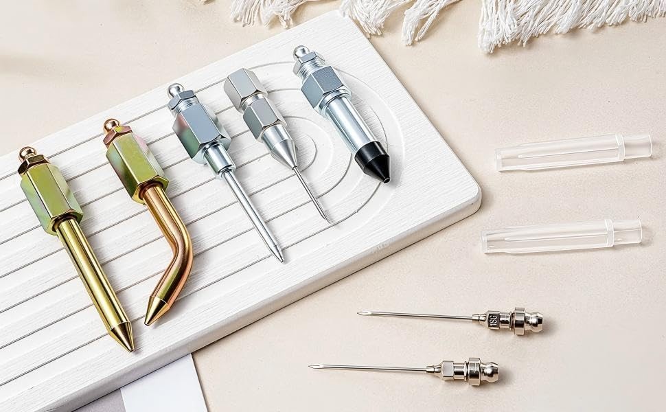 7Pcs Needle Tips Elbow Adapter Dispenser Rubber Nozzle Grease Gun Accessory Kit